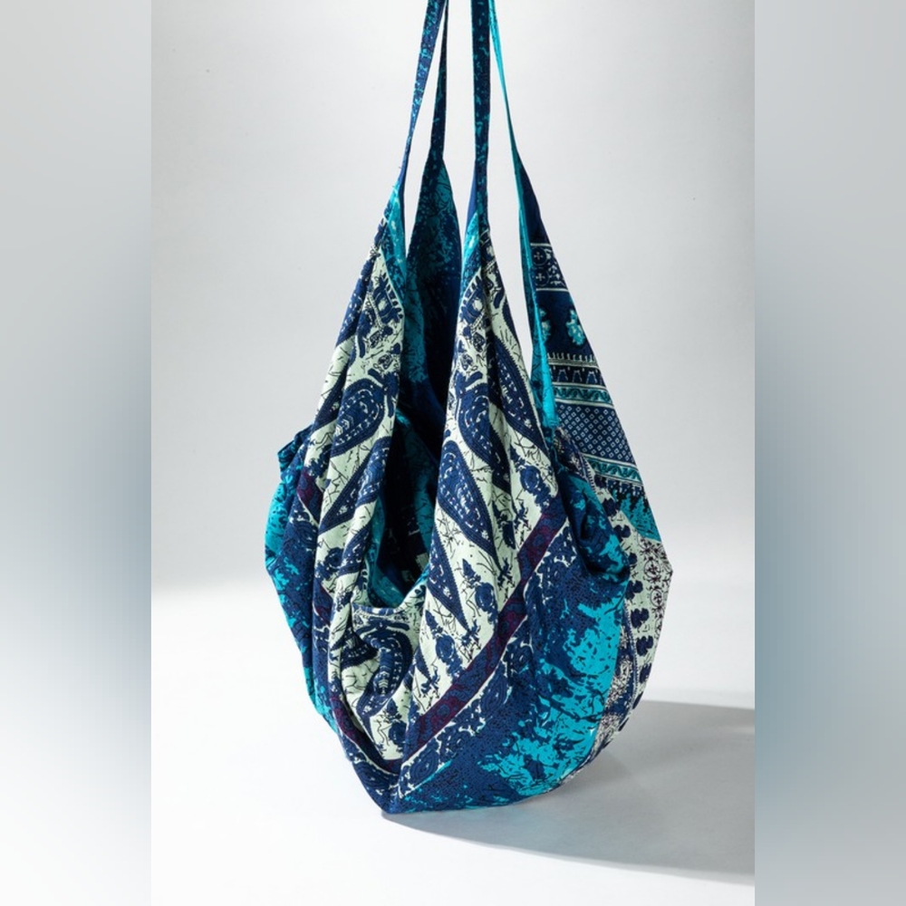 Boho Chic Beach Yoga Hobo Shoulder Bag - 100% Cotton - Bohemian Ethnic Inspired - Picture 3 of 8